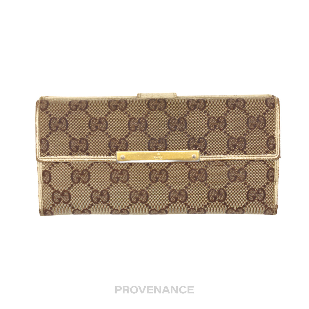 🔴 Gucci Long Wallet - GG Canvas White - Picture 1 of 7